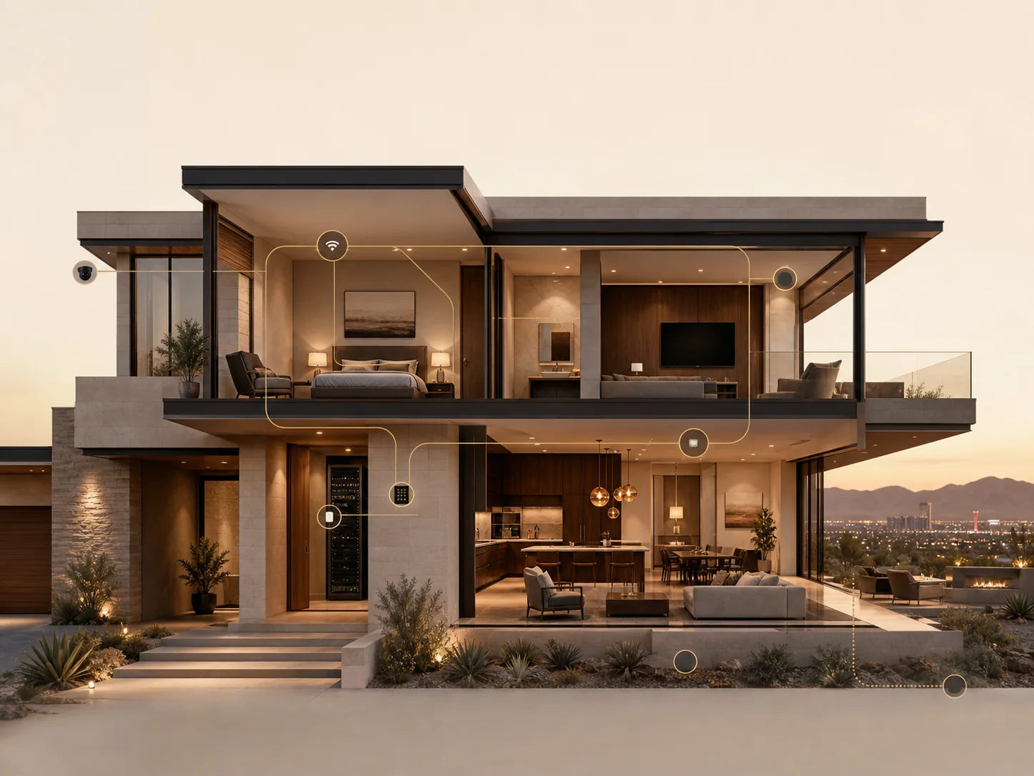 A mapped residence showing connected systems across a property